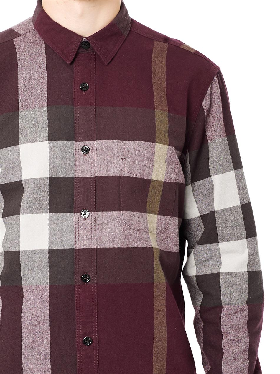 Burberry Brit Adken Check Flannel Shirt in Burgundy