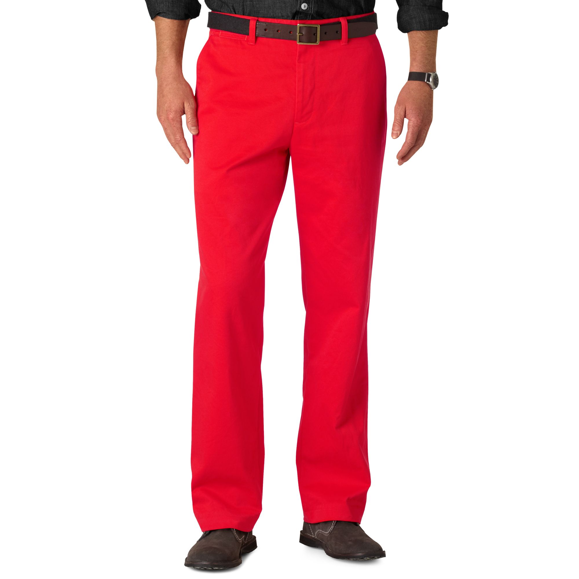 red khaki pants