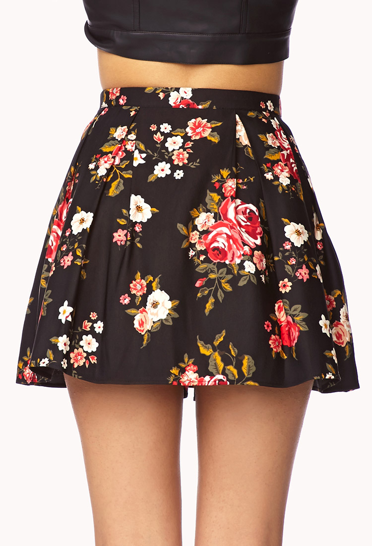 floral pleated mini skirt
