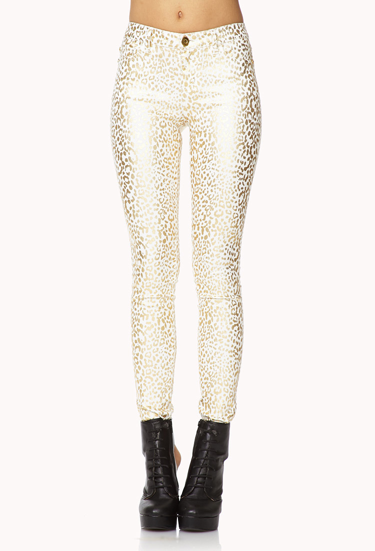 metallic skinny jeans