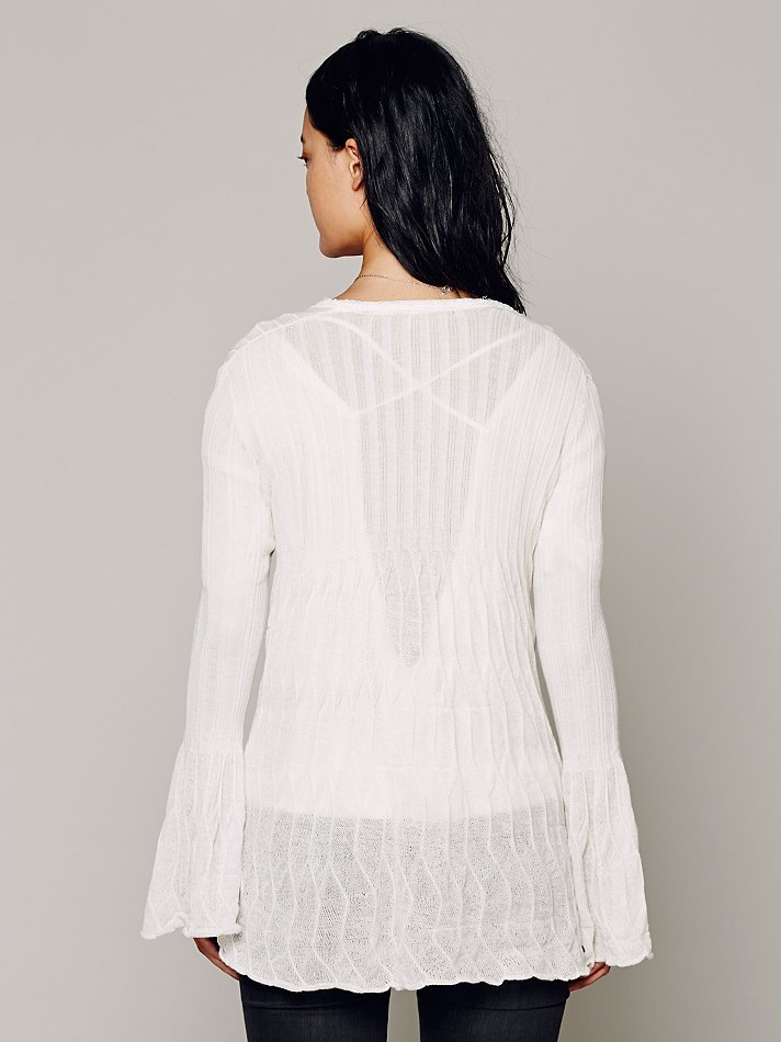 Free People Bell Sleeve Cardigan in White | Lyst