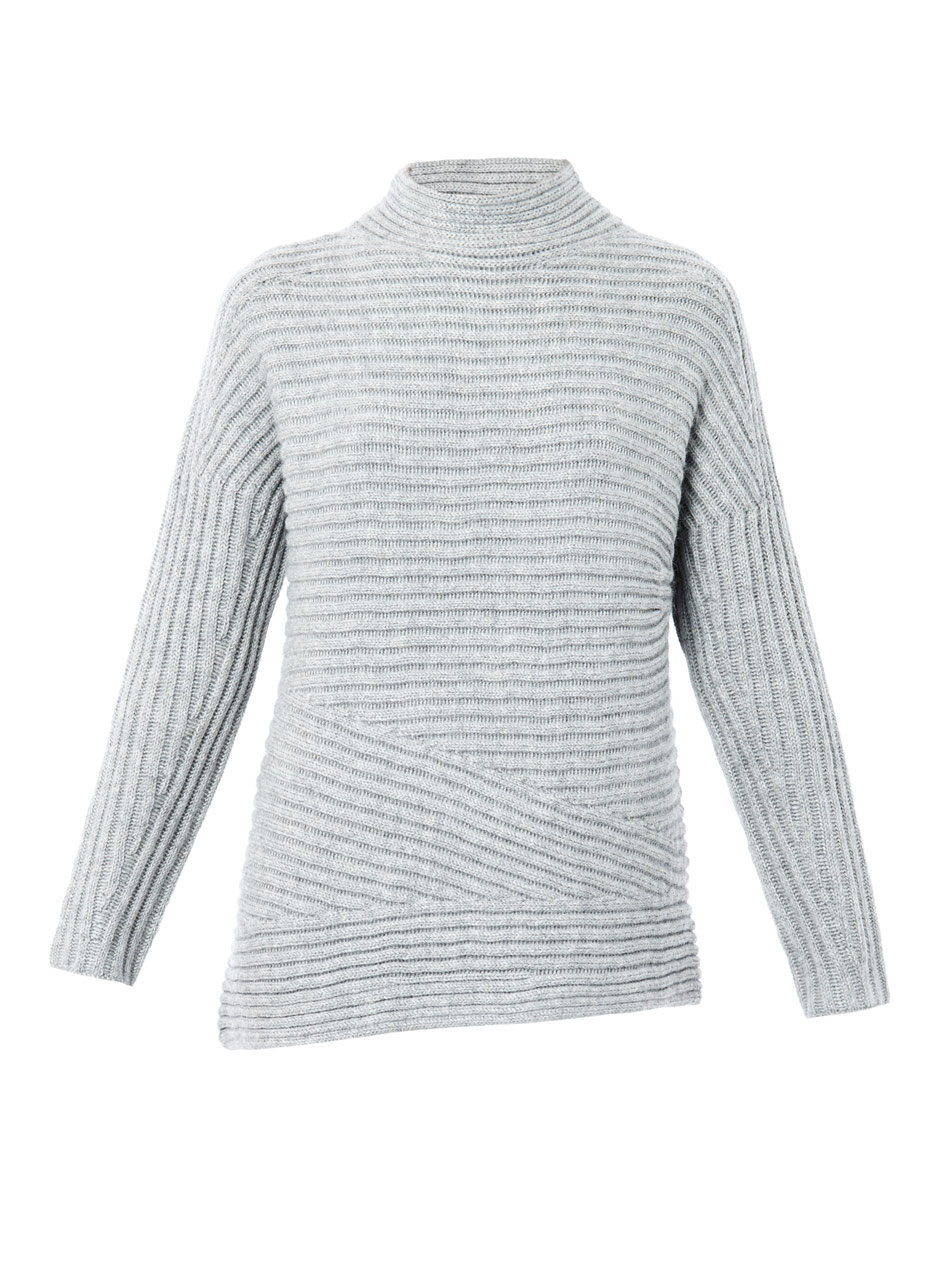 Helmut Lang Ribbed Alpacasilk Sweater in Light Grey (Gray) - Lyst
