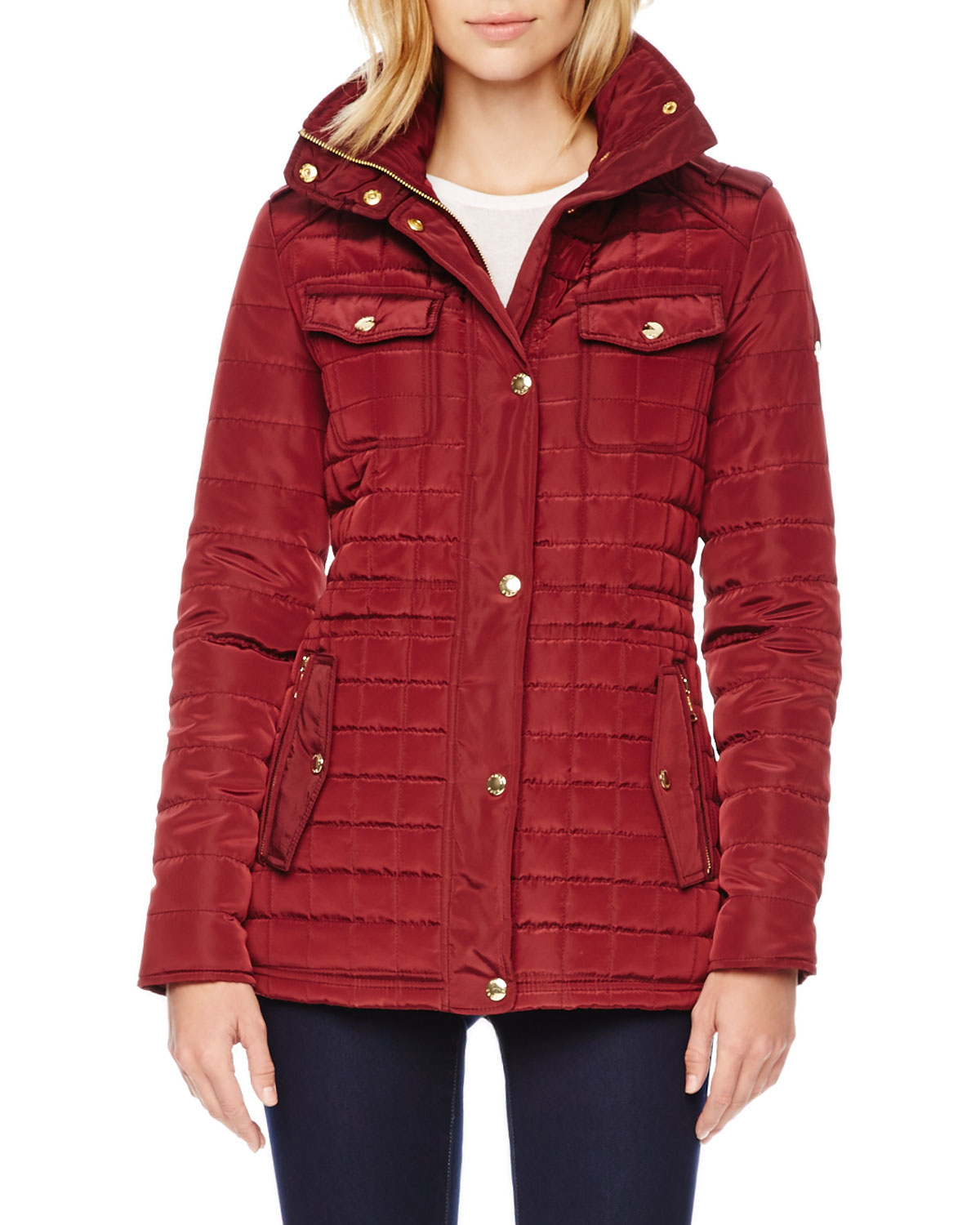Michael kors red quilted jacket Clearance