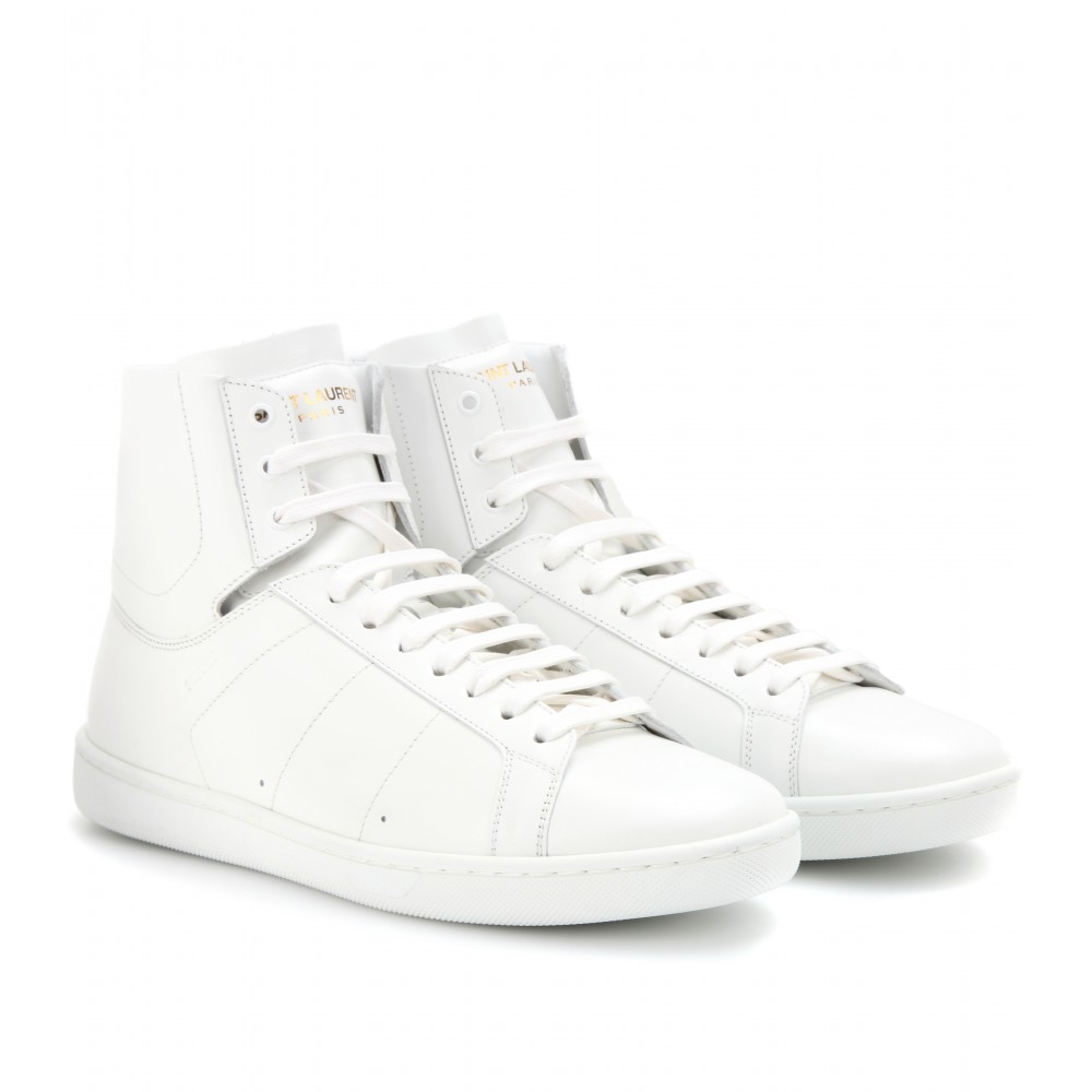 Saint Laurent Court Classic Leather High-top Sneakers in White | Lyst
