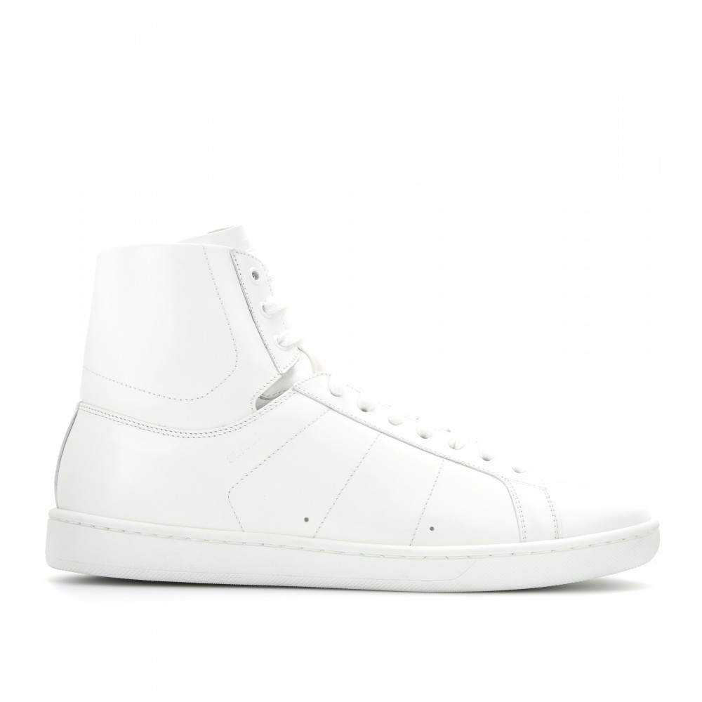 Saint Laurent Court Classic Leather High-top Sneakers in White | Lyst