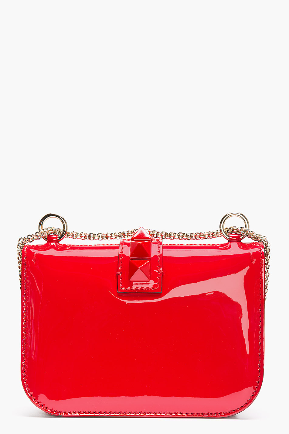 Valentino Red Patent Leather Studded Punkouture Shoulder Bag - Lyst