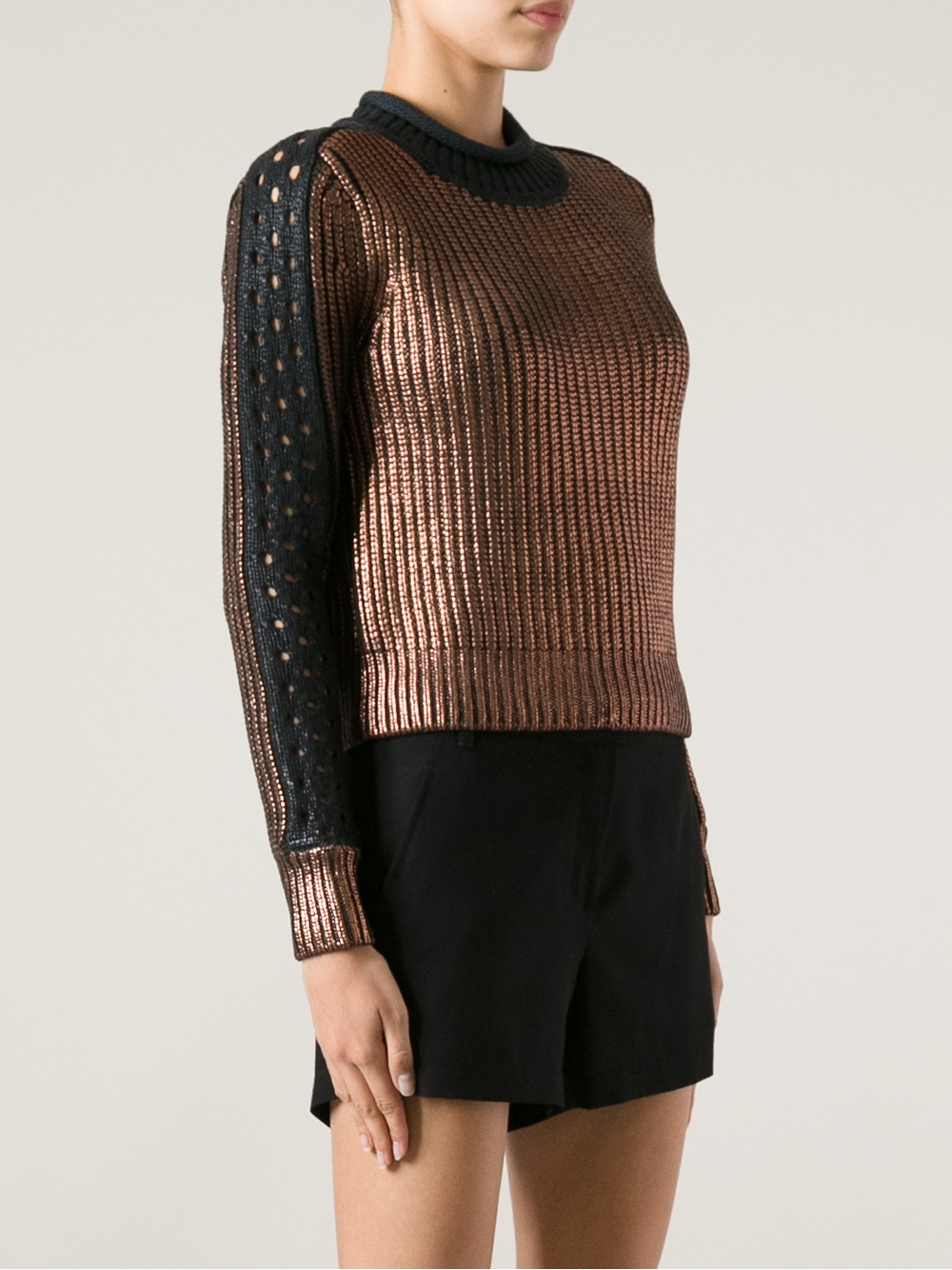 3.1 Phillip Lim Ribbed Knit Sweater in Metallic - Lyst