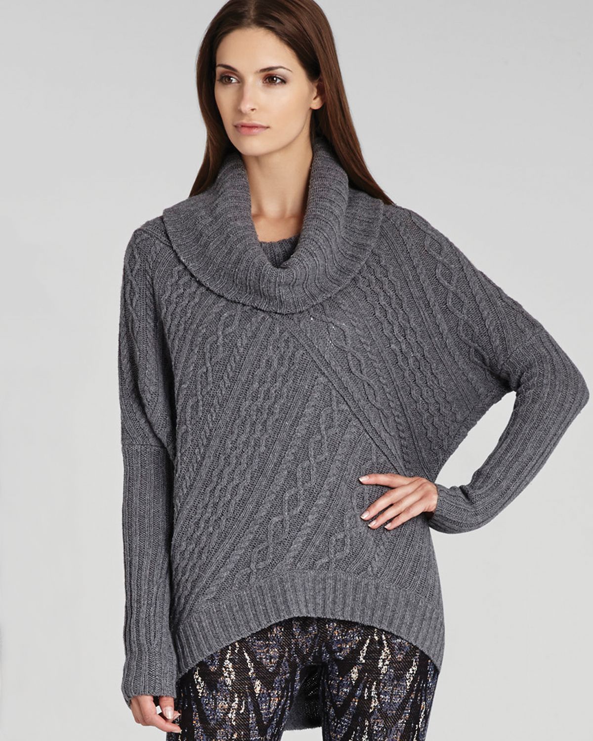 lyst bcbgmaxazria sweater linden cable knit in gray zobha size chart