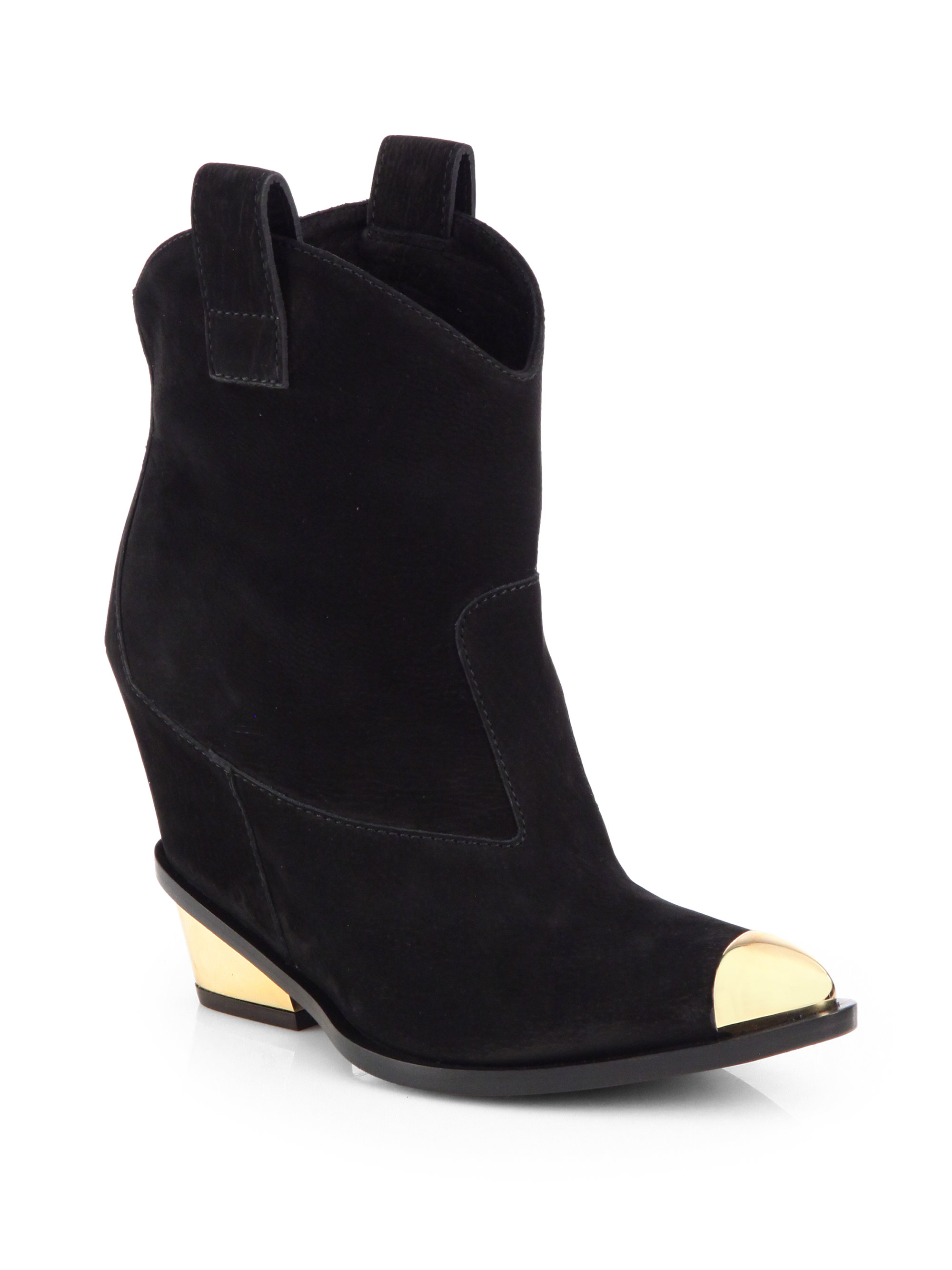 Lyst Giuseppe Zanotti Metaltipped Suede Cowboy Ankle Boots in Black