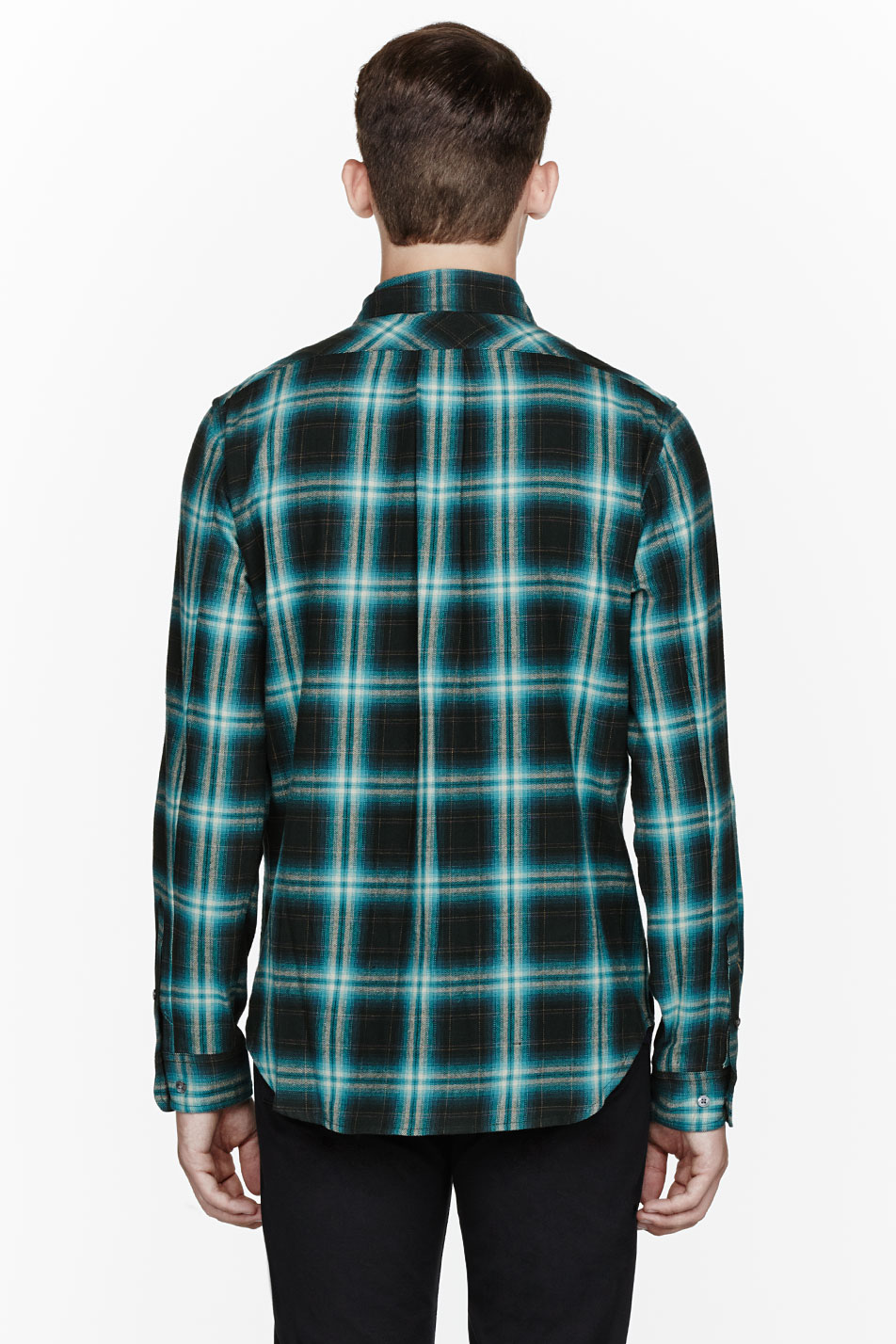Teal Flannel Plaid Shirt for Men 