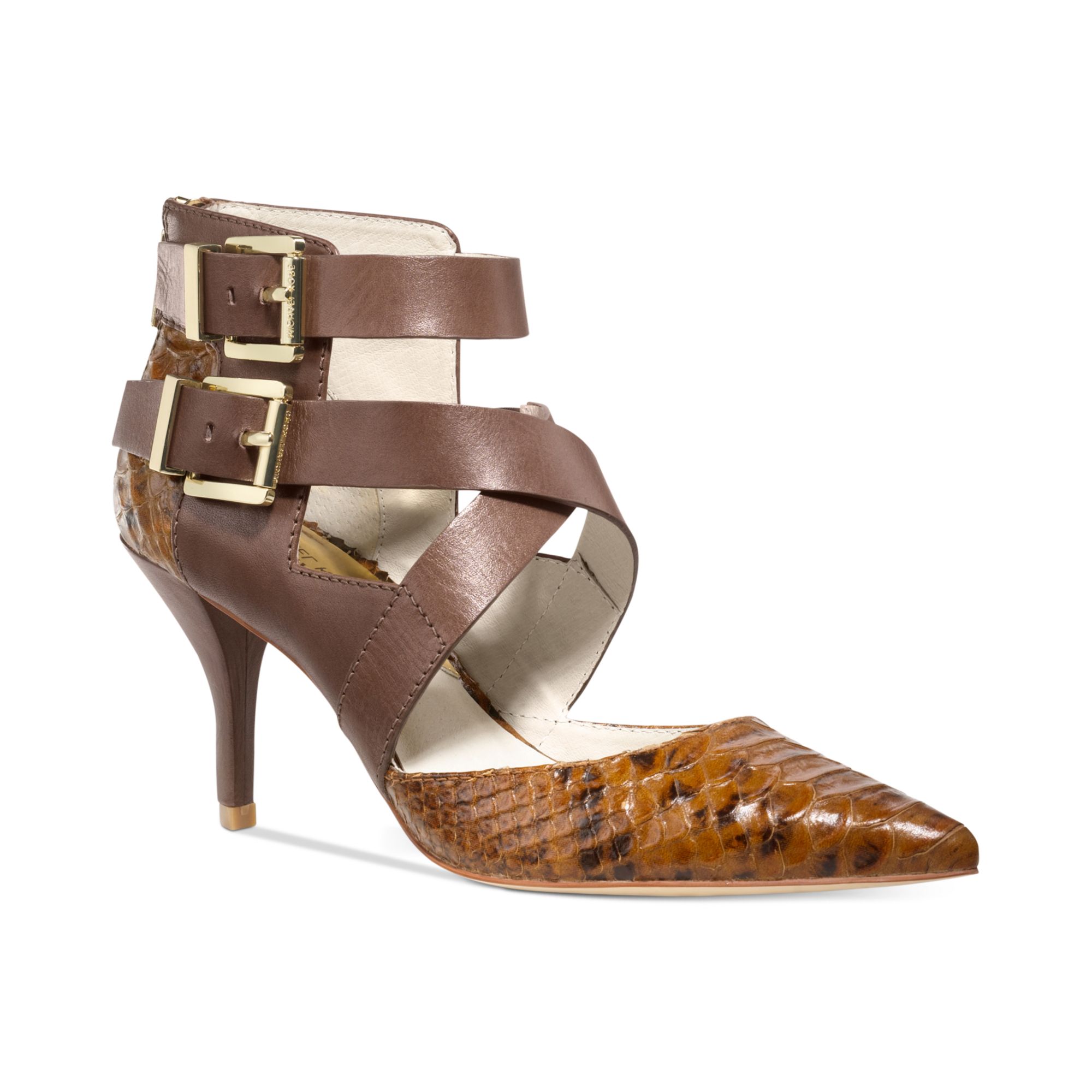 Michael Kors Tamara Cross Strap Pumps in Brown - Lyst