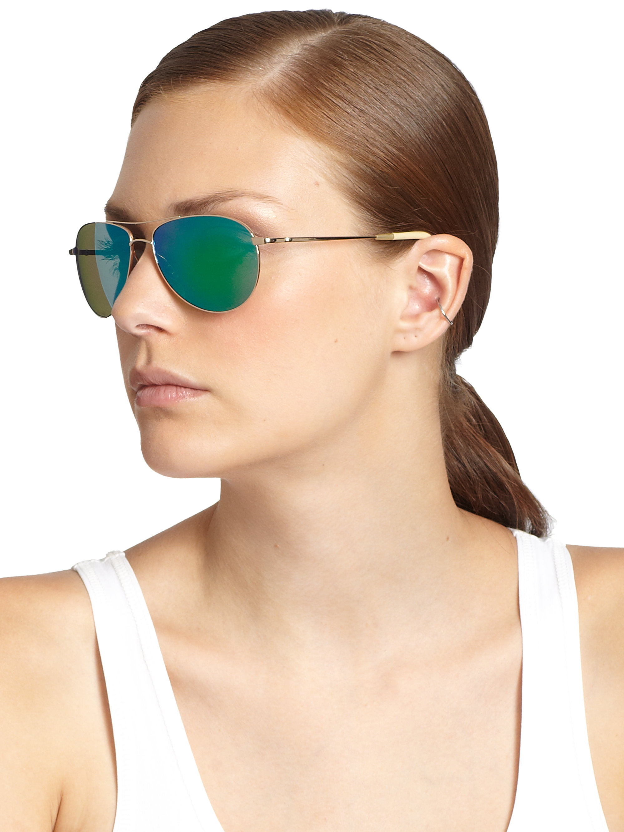 oliver peoples green aviator sunglasses