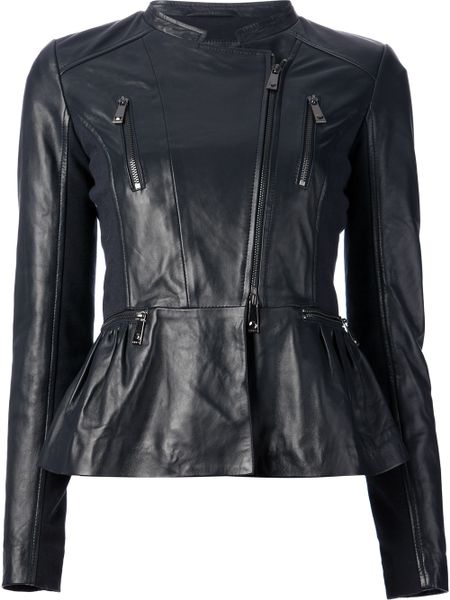 Pinko Leather Jacket in Black | Lyst