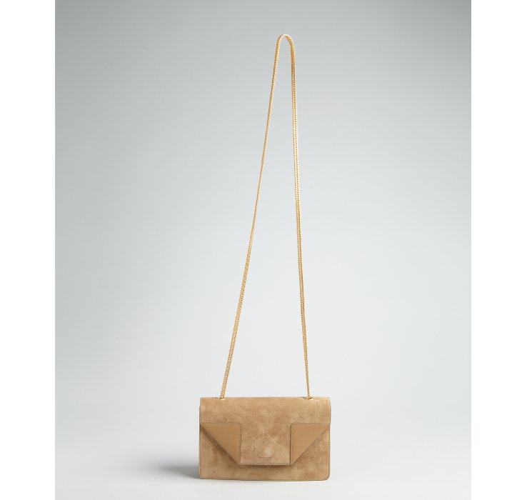 Saint laurent Khaki Suede and Leather Betty Envelope Chain ...