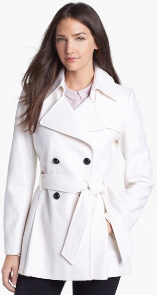 Via Spiga Short Wool Blend Trench Coat in White (Winter White) | Lyst