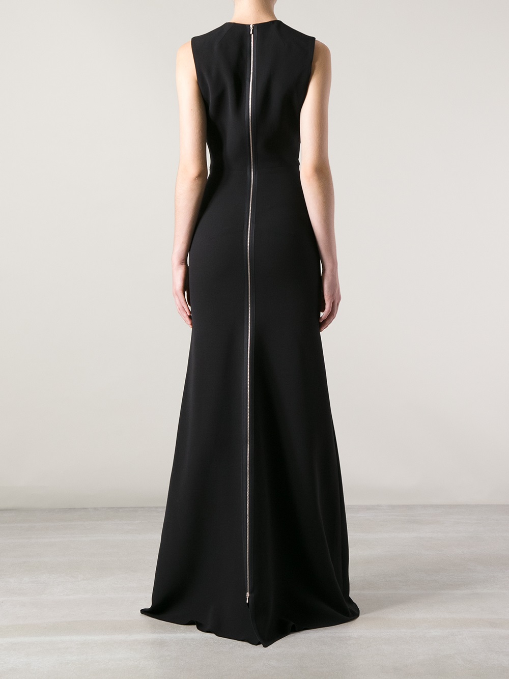 Lyst - Victoria Beckham Contrast Panel Floor Length Gown in Black