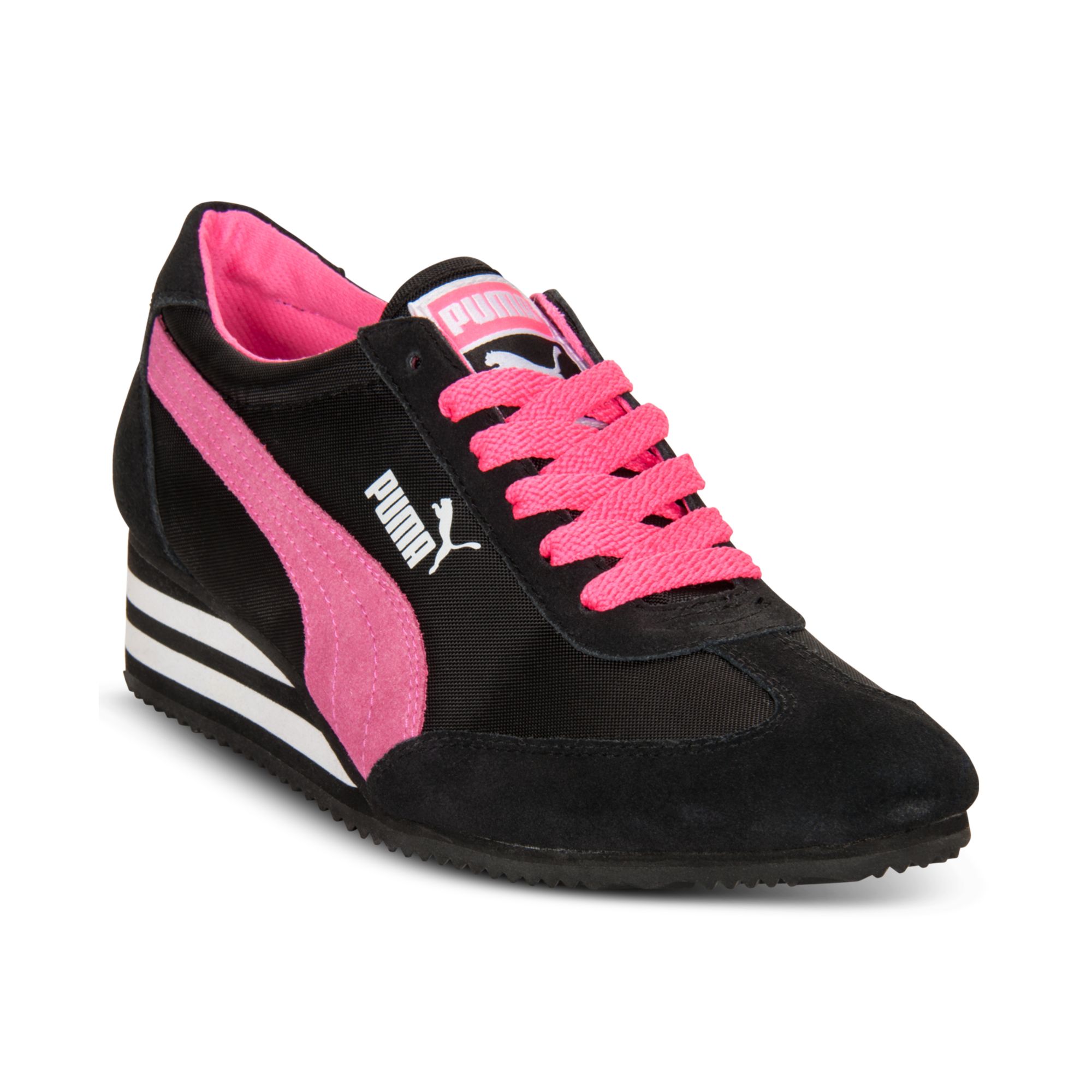 PUMA Carolina Stripe Sneakers in Black/Pink (Black) | Lyst
