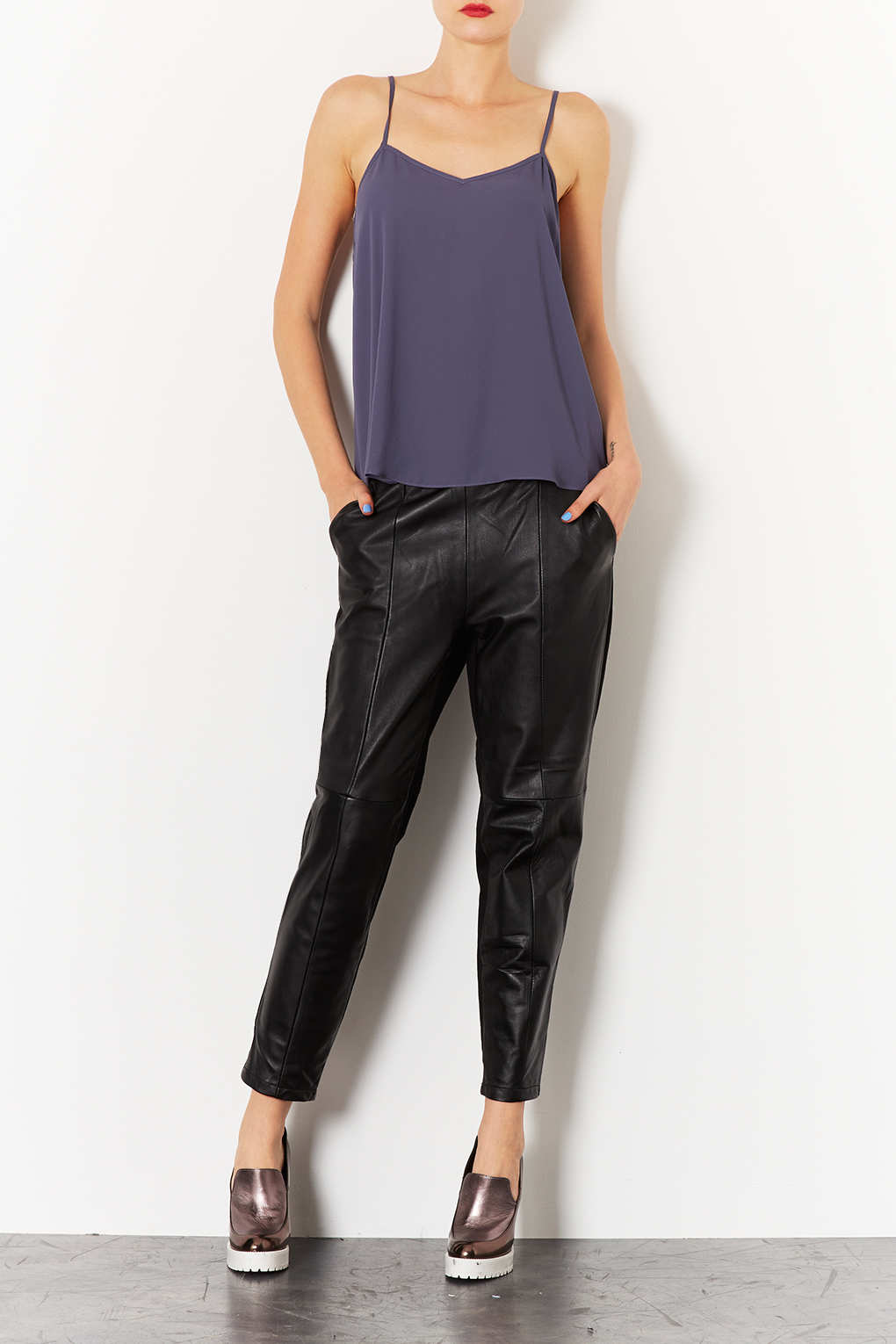 black joggers leather