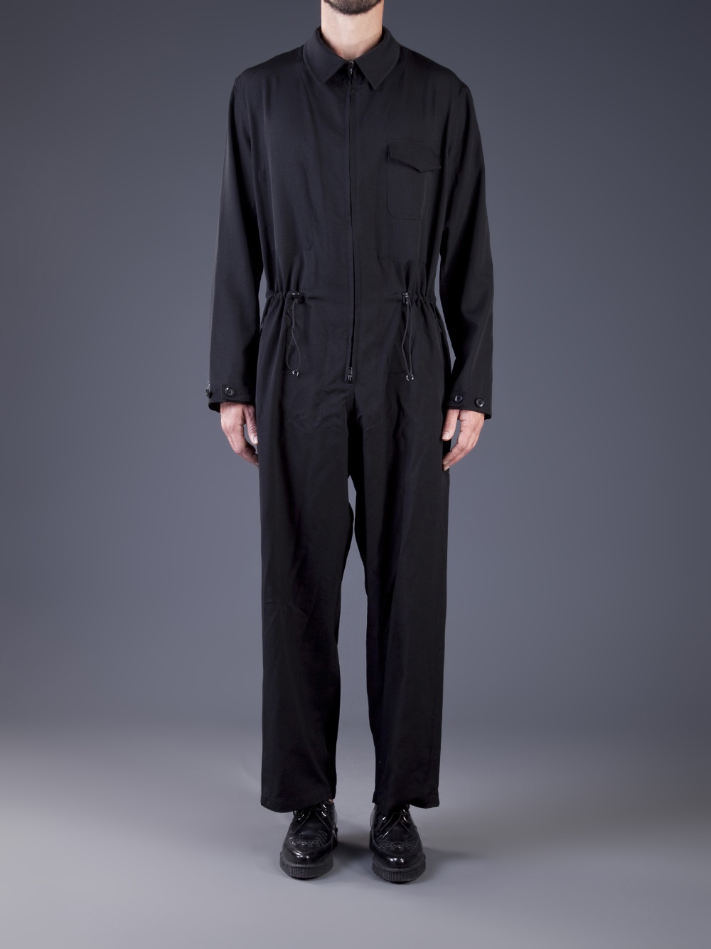 Yohji Yamamoto Drawstring Waist Jumpsuit in Black for Men - Lyst
