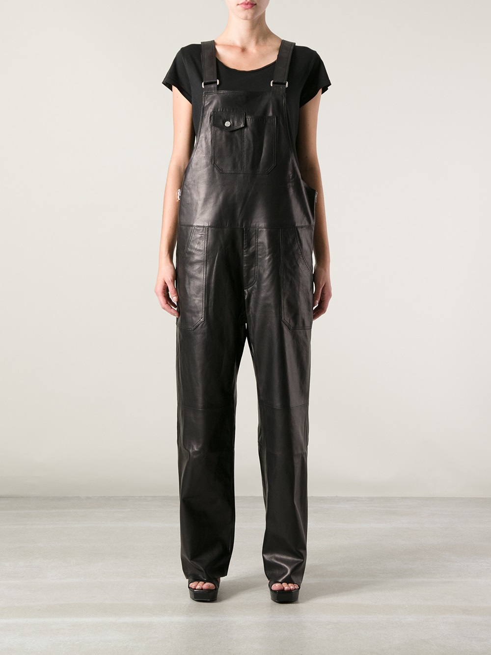 Acne Studios Chagall Leather Dungarees in Black - Lyst