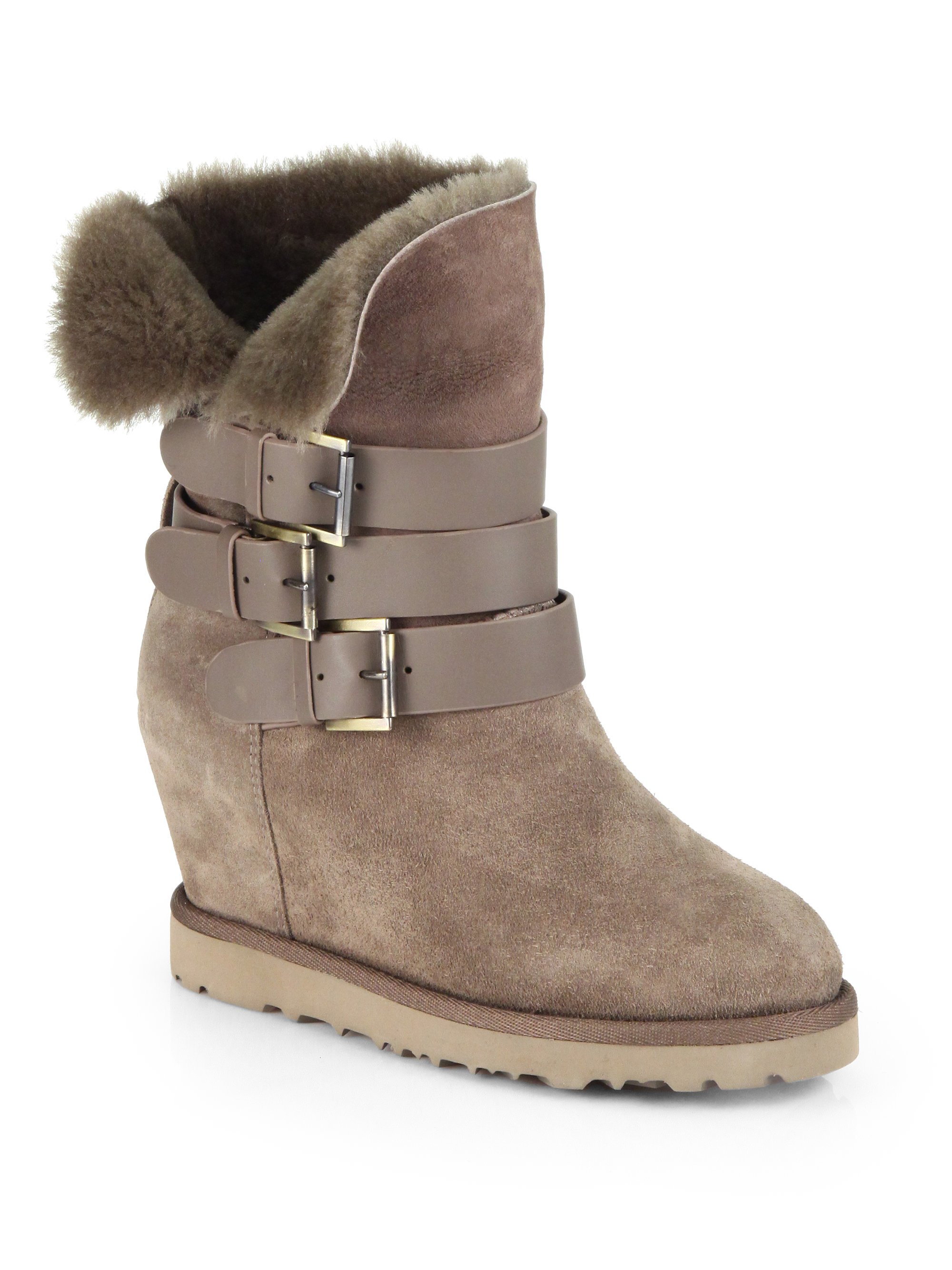 Lyst Ash Yes Suede Shearling Foldover Boots in Black