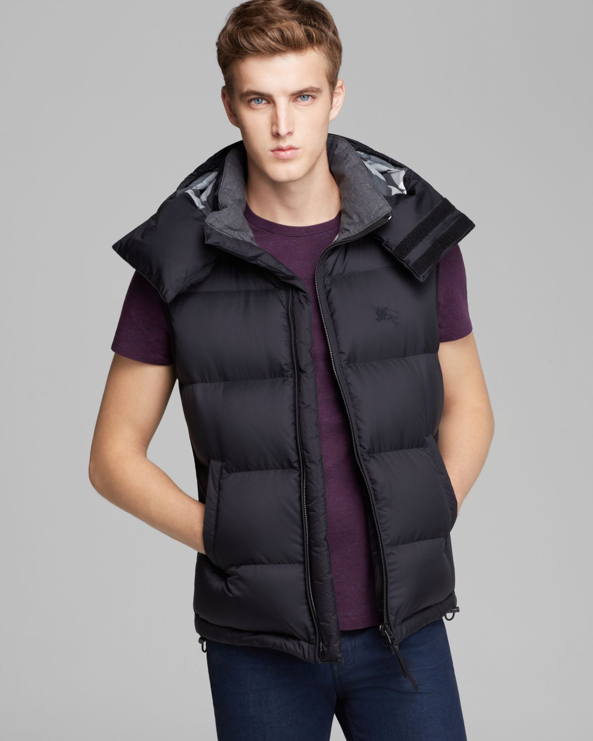 Burberry Brit Crosby Puffer Vest in Military Red (Black) for Men - Lyst