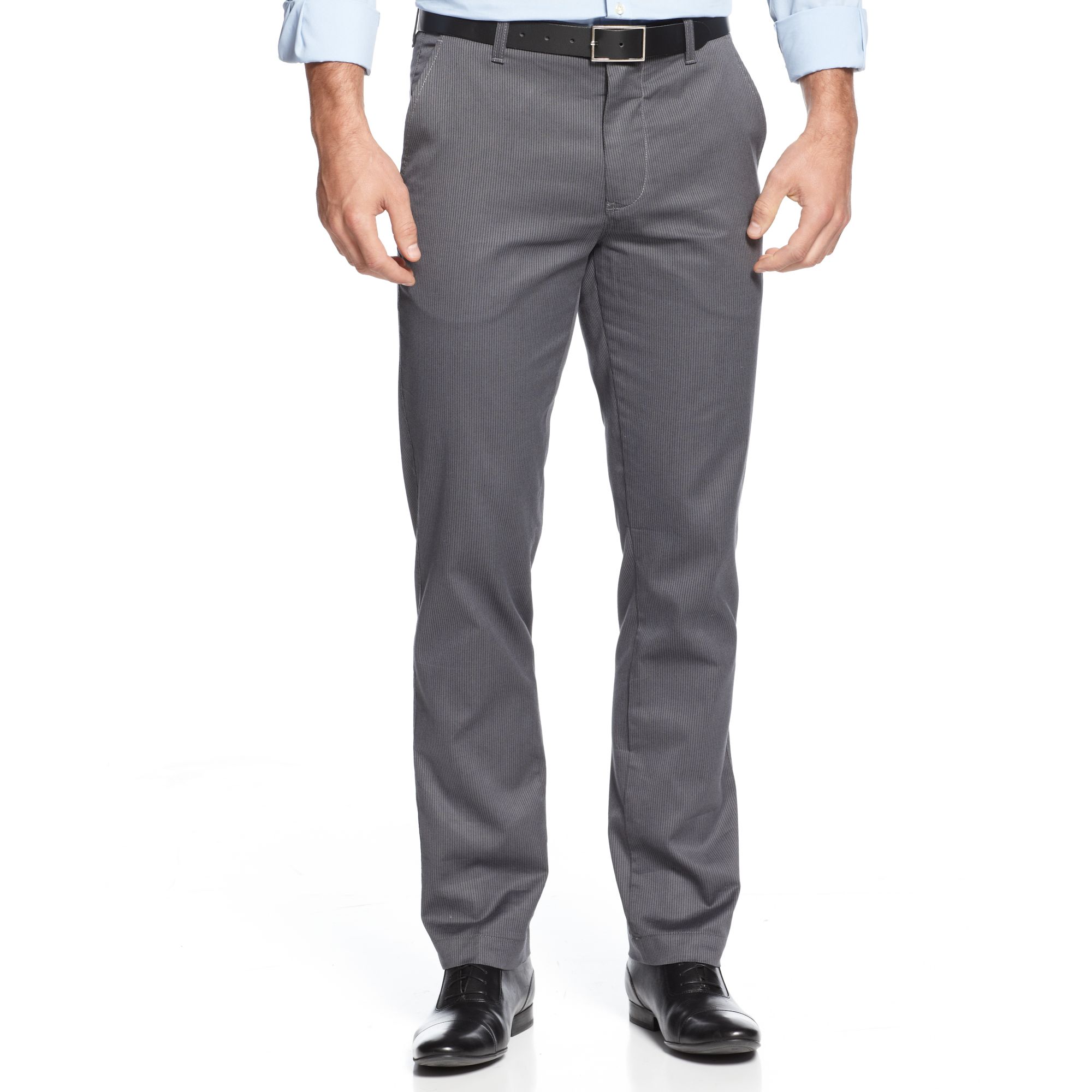 Dkny Slim-fit Flat Front Twill Pinstripe Pants in Gray for Men (Grey ...