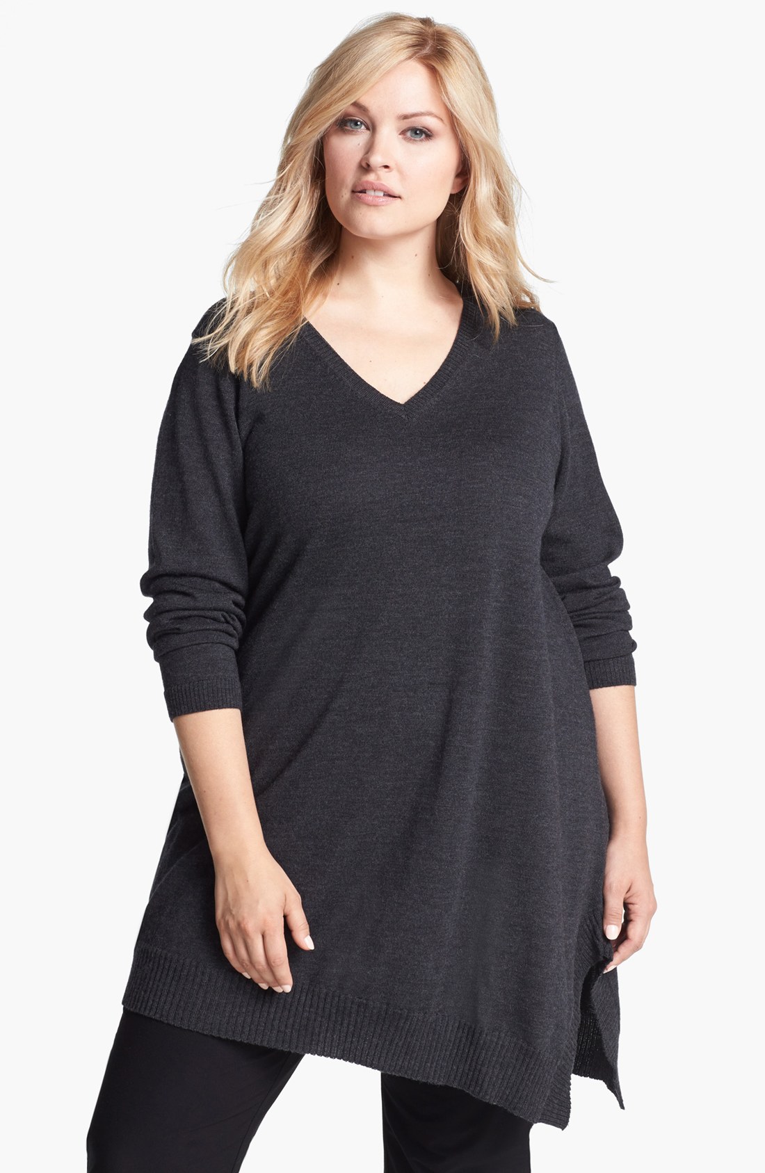 Eileen Fisher Asymmetrical Sweater Tunic in Gray (Charcoal) | Lyst