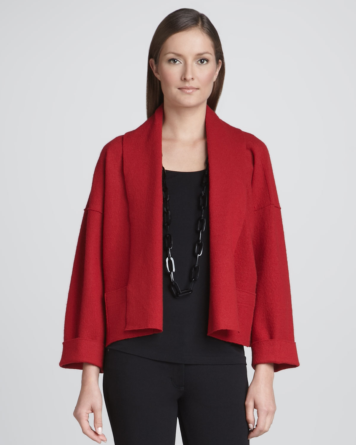 Eileen Fisher Boiled Wool Kimono Jacket in Red (LAVA) | Lyst