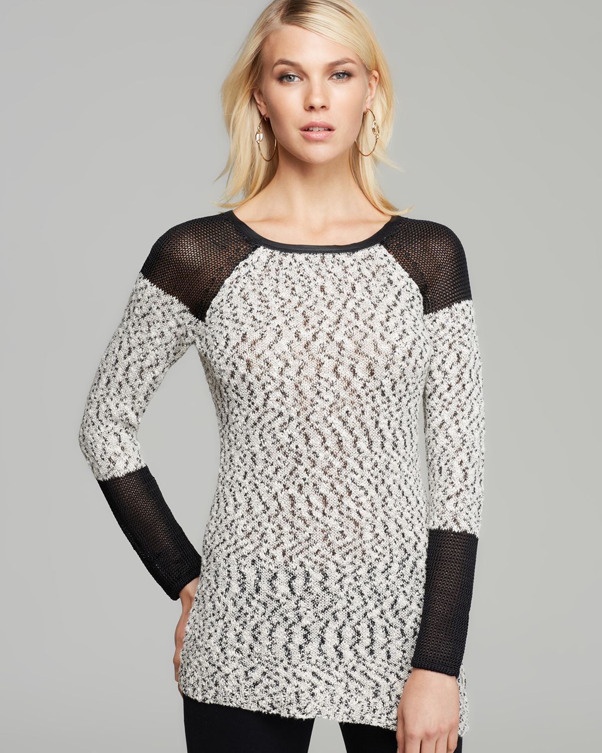 leather trim sweater