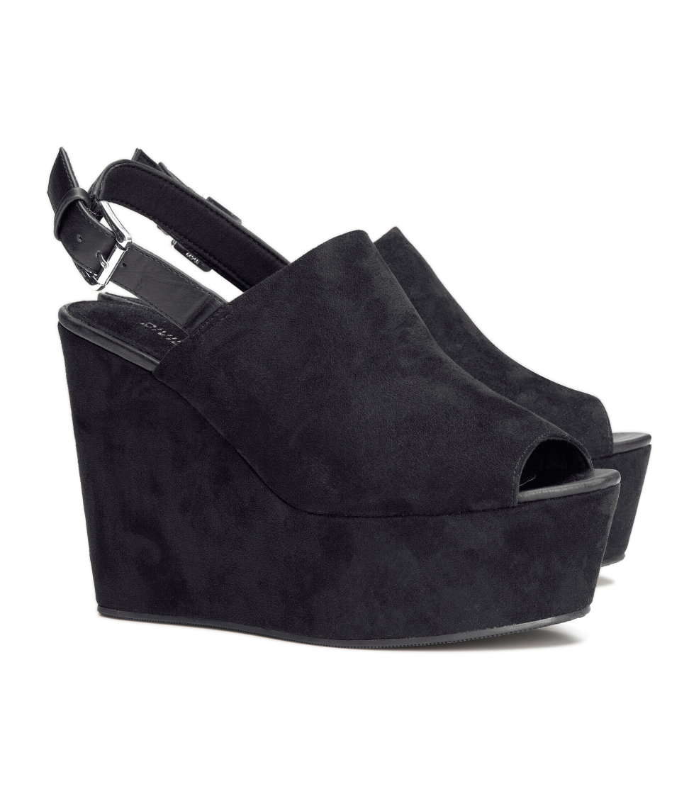 black wedge platform shoes