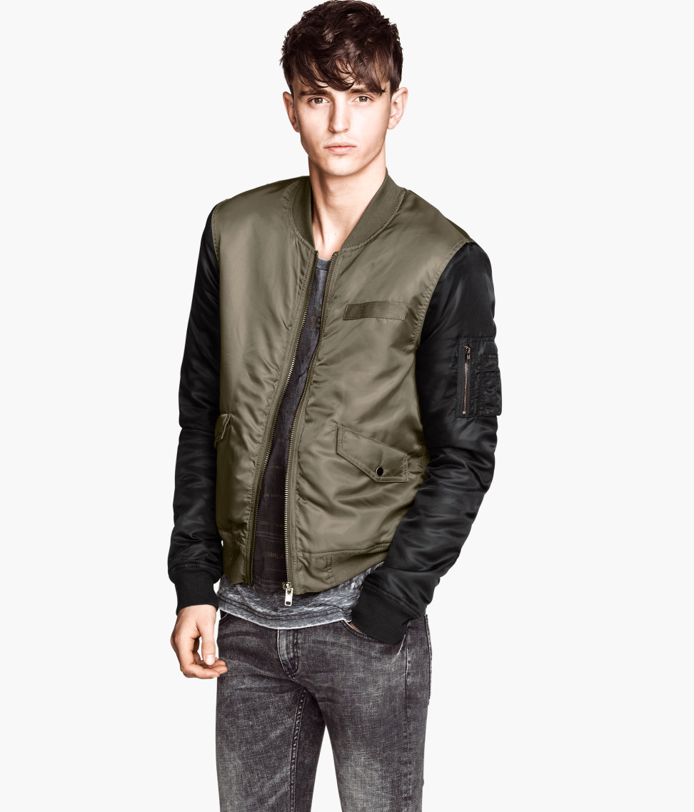 green padded bomber jacket