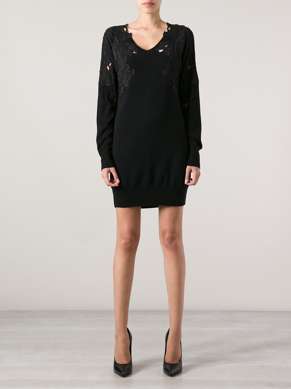 lace detail sweater dress