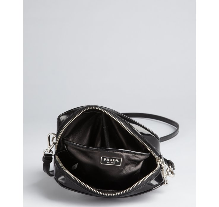 Prada Black Patent Leather Flower Cutout Crossbody Bag in Black | Lyst  