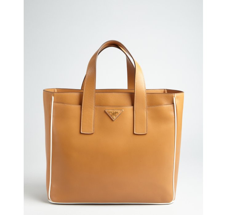 Prada Caramel Leather Small Square Tote Bag in Brown (caramel) | Lyst  