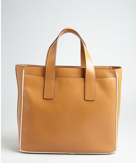 Prada Caramel Leather Small Square Tote Bag in Brown (caramel) | Lyst