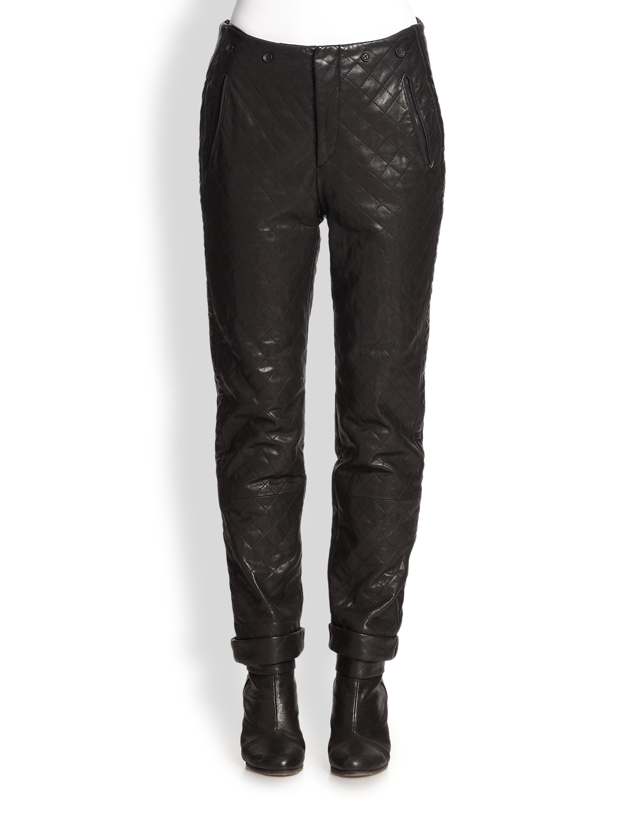 Bone Woodstock Quilted Leather Pants 
