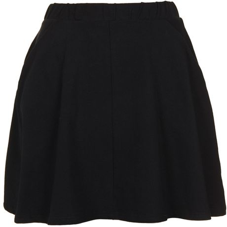 Topshop Pocket Skater Skirt in Black | Lyst