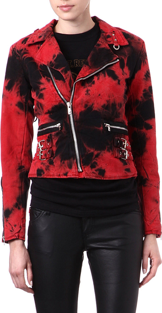Tripp Nyc Moto Dyed Firework Biker Jacket In Red Lyst Gallery