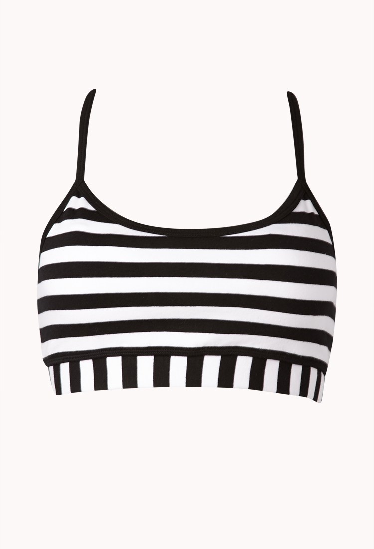 black and white striped sports bra