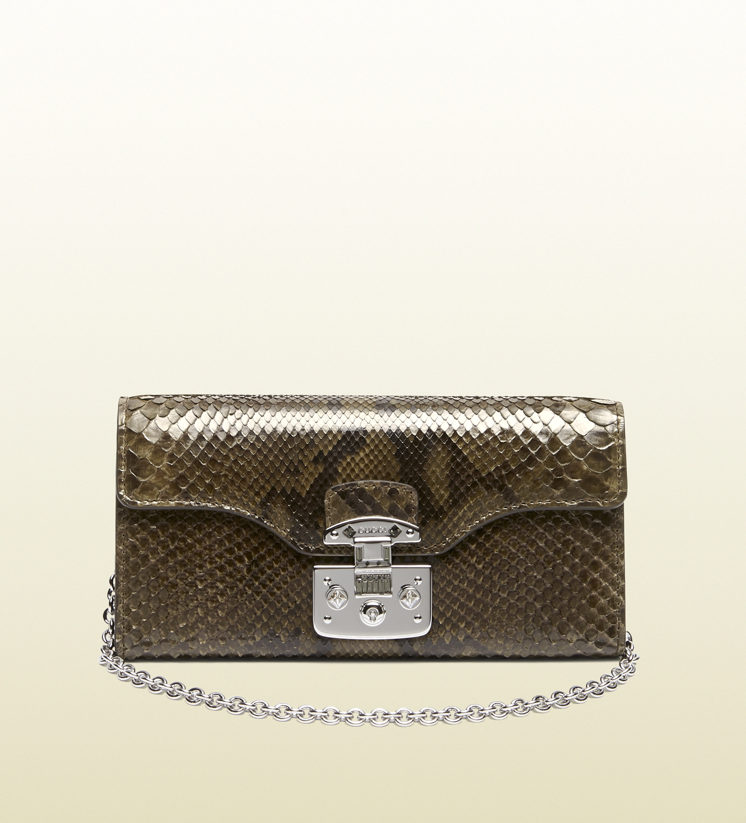 Lyst Gucci Lady Lock Python Chain Wallet in Green