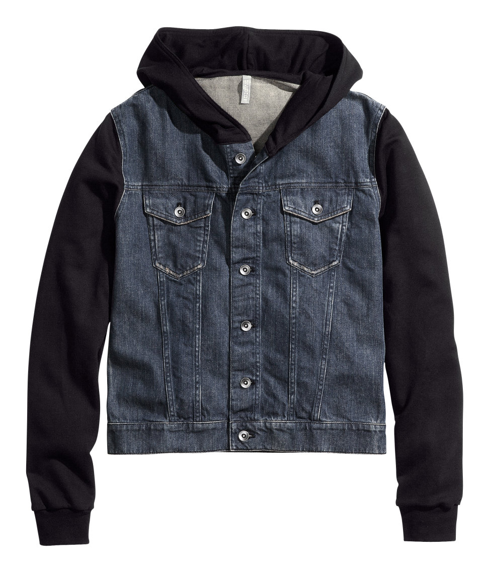 Lyst - H&M Denim Jacket with Hood in Blue for Men