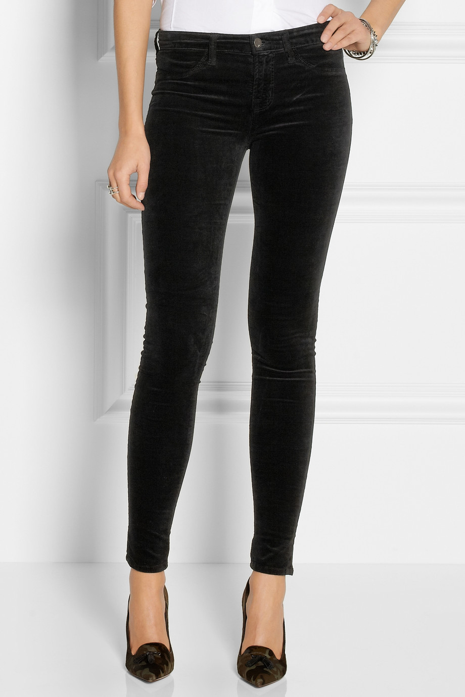 black velvet skinny pants