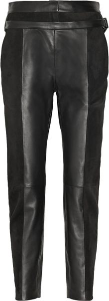 Proenza Schouler Suede And Leather Tapered Pants in Black | Lyst