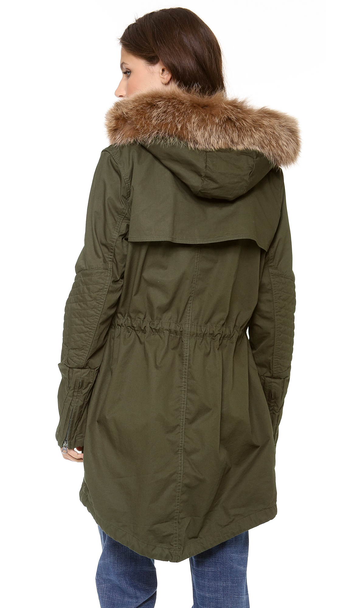 Vince Fur Trimmed Hooded Anorak in od Green (Green) - Lyst