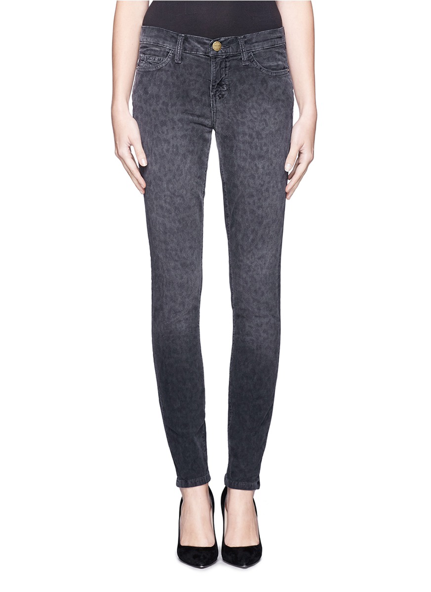 Current/Elliott Leopard Print Corduroy Skinny Jeans in Black,Animal Print  (Gray) - Lyst