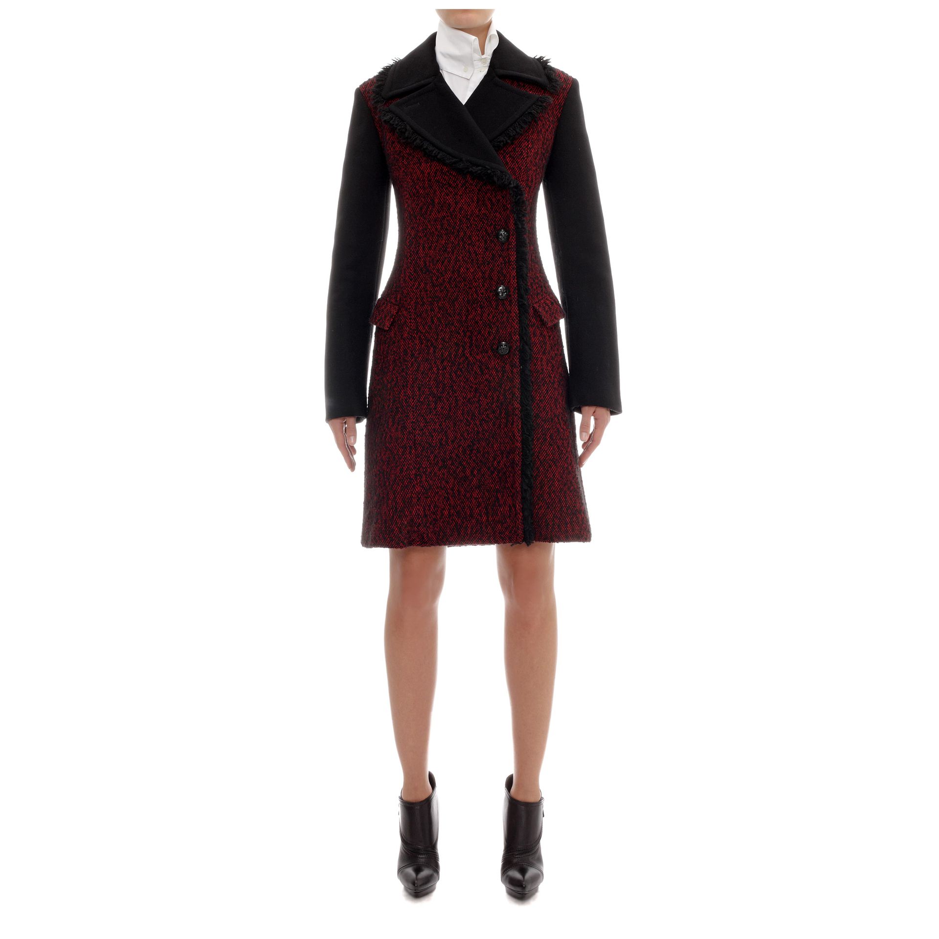 Lyst - Mcq Fringed Tweed Coat in Red