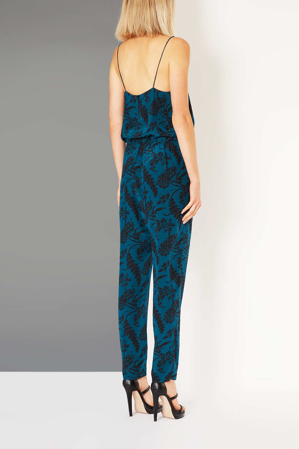 Peacock Print Silk Jumpsuit By Boutique in Navy Blue (Blue) Lyst