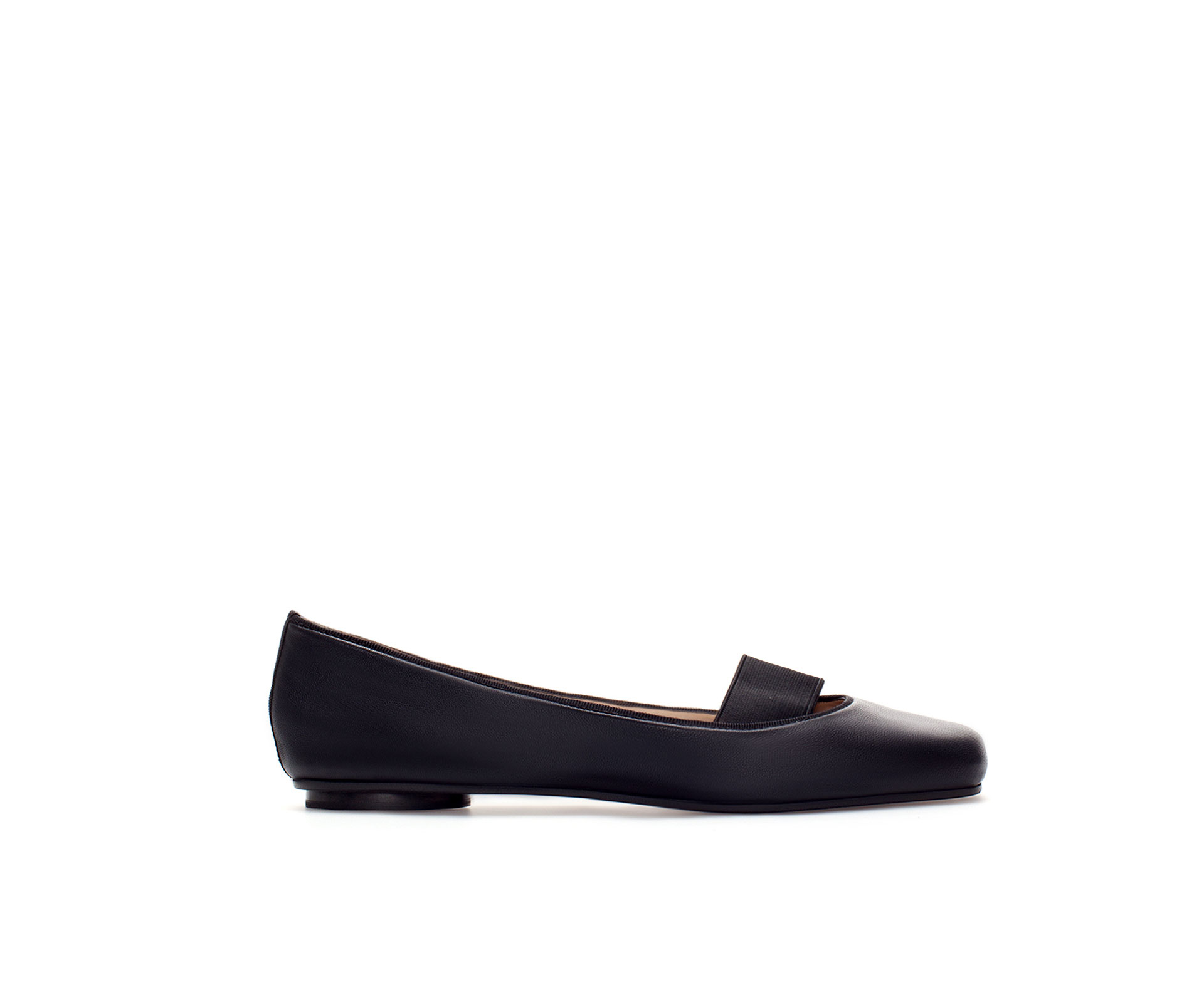Zara Leather Ballerina Shoes in Black | Lyst