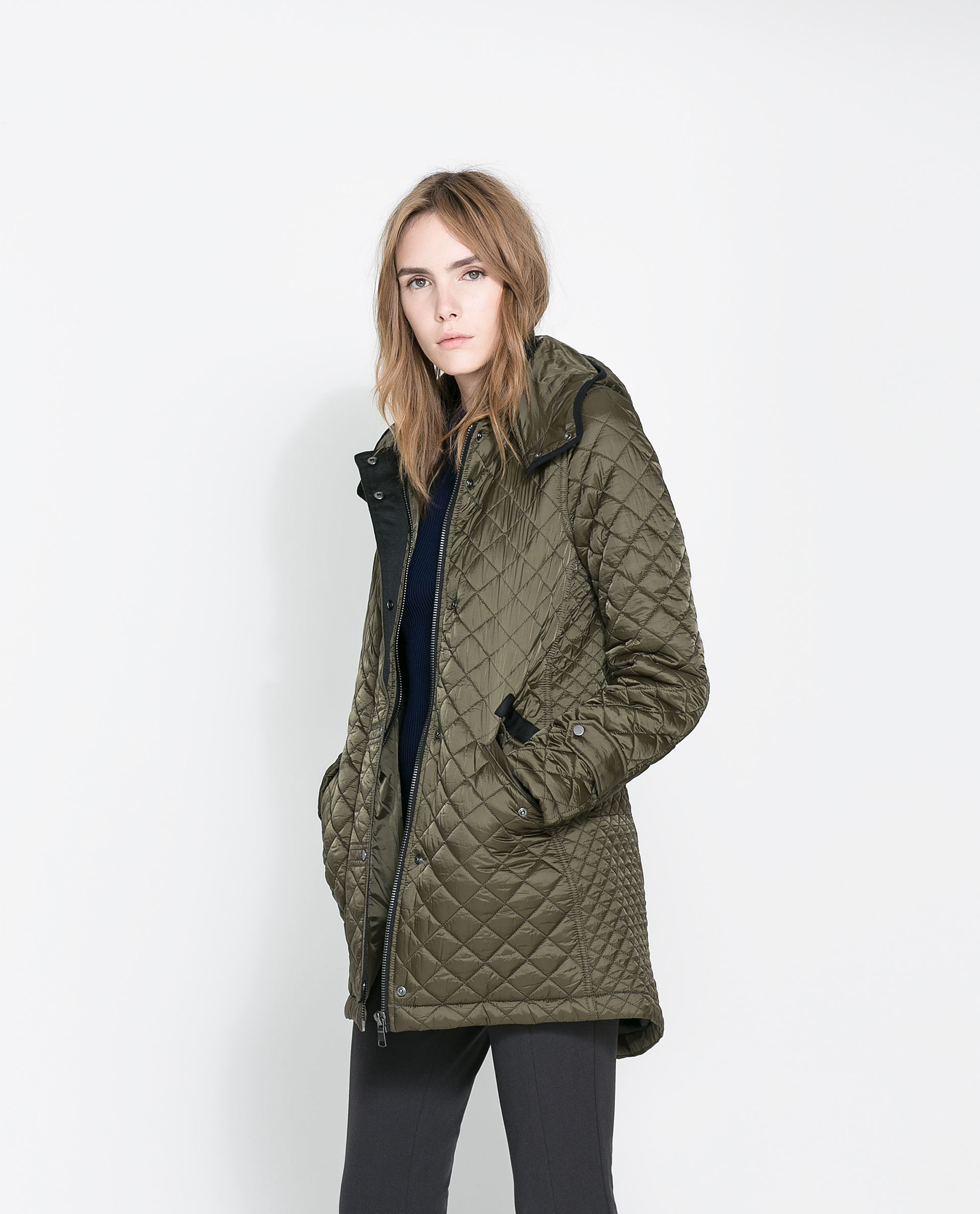 Zara Girls Size Military Green Quilted Jacket No | Hot Sex Picture
